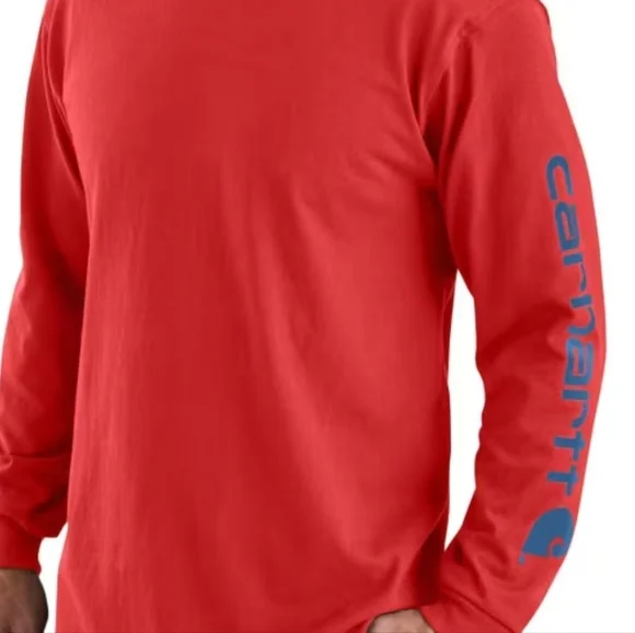 Carhartt Loose-Fit Heavyweight Logo Sleeve Graphic Long-Sleeve T-Shirt for Men - Picture 2 of 4